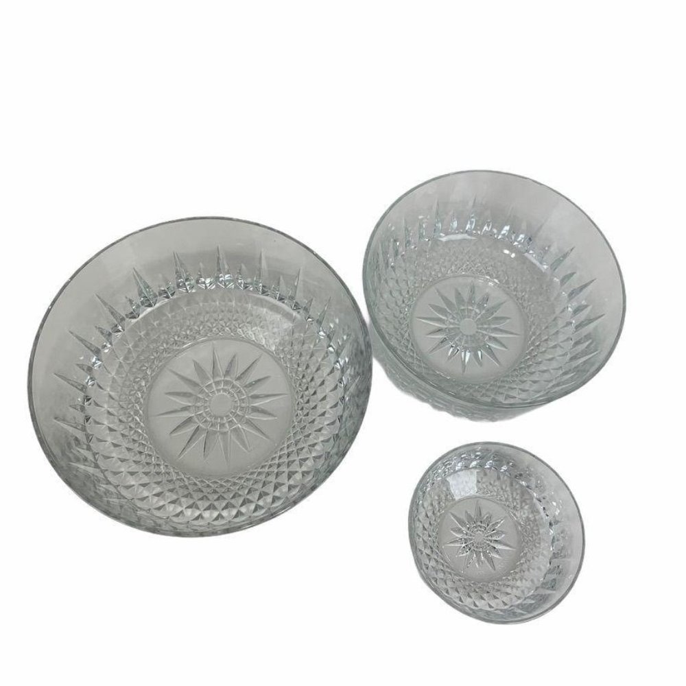 Set of 3 Arcoroc Diamond‎ Star Serving Bowls Clear